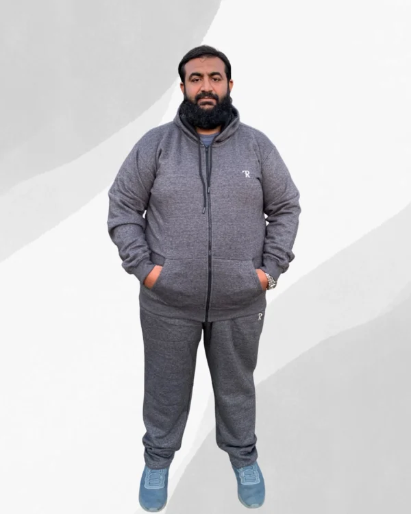 Premium Cotton Fleece Winter Tracksuit for Men (Grey)