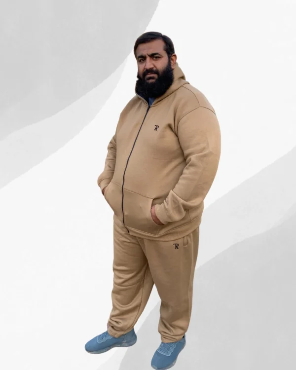 2 Premium Cotton Fleece Winter Tracksuit for Men (Khaki)