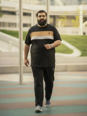 Premium Summer Track Suit for Men (Black Front Stripes)