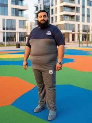 Premium Summer Track Suit for Men (Grey With Blue)