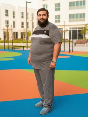 Premium Summer Track Suit for Men (Grey With Front Stripes)